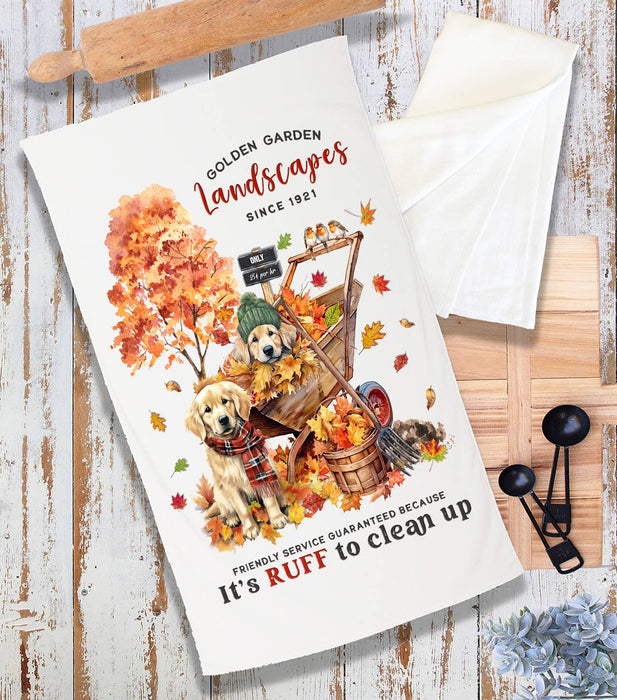 Autumn Fall Golden Retriever Gardens Terry Towel