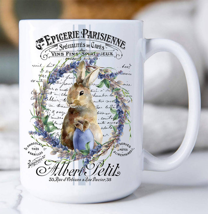 Vintage Easter Bunny Lavender French Coffee Mug