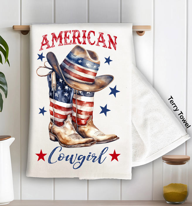 Western American Cowgirl Boots Kitchen Terry Towel