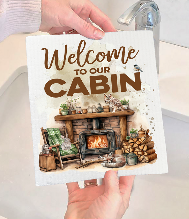 Welcome to our Cabin Swedish Dishcloth