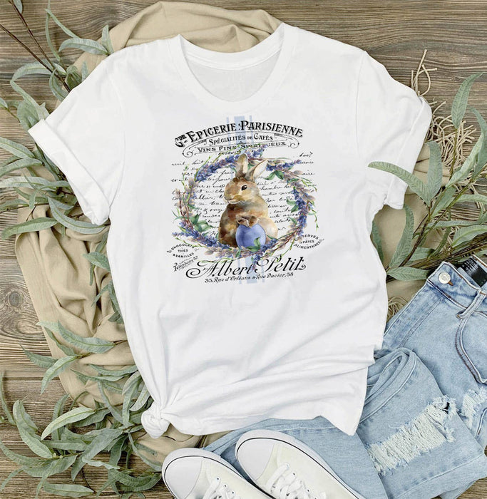 Vintage Easter Bunny Lavender French T-Shirt