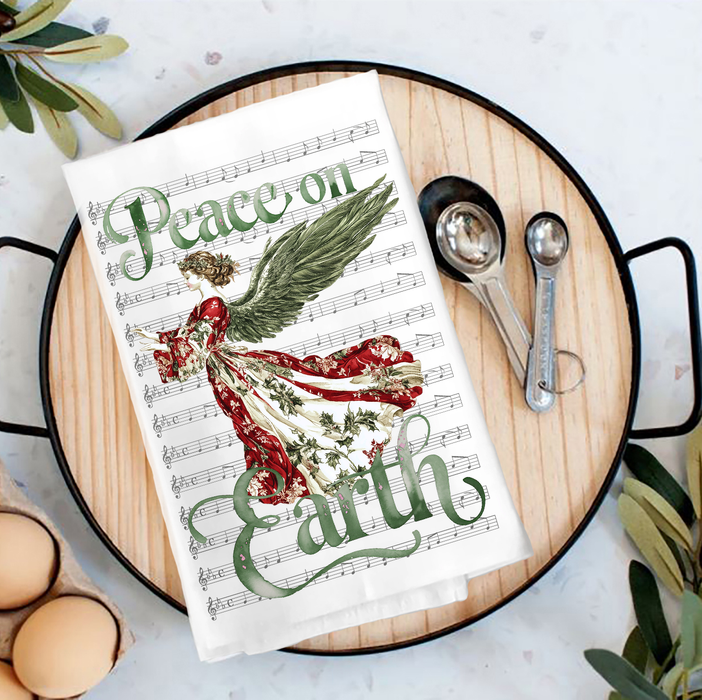 Christmas Peace on Earth Angel Tea Towel