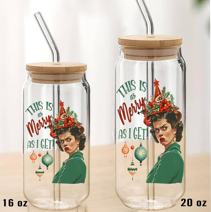 Christmas Funny This is my Merry Can Glass with Lid Straw