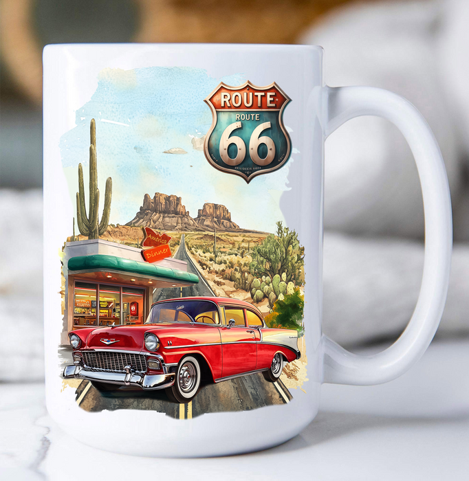 Route 66 Vintage Car Diner  Coffee Mug