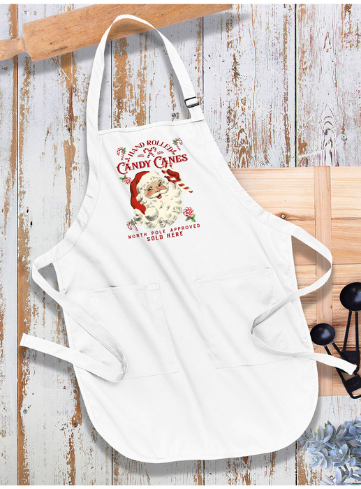 Christmas Candy Cane Vintage Santa Apron