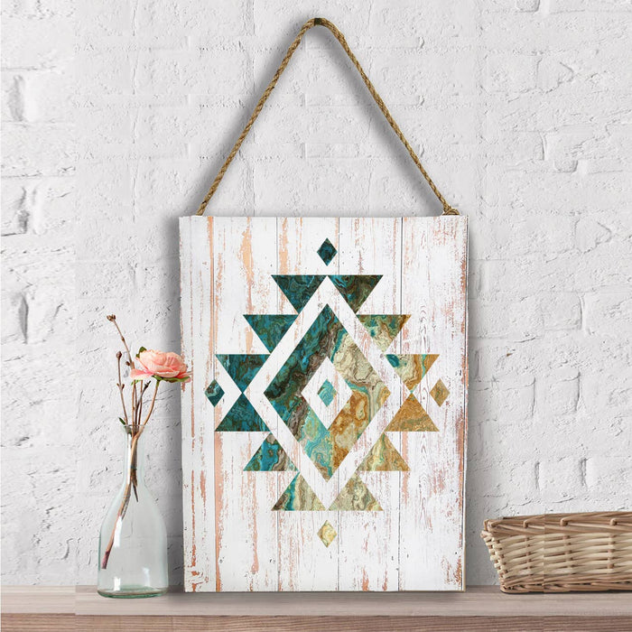 Western Blue Aztec Cactus Southwestern Wall Decor