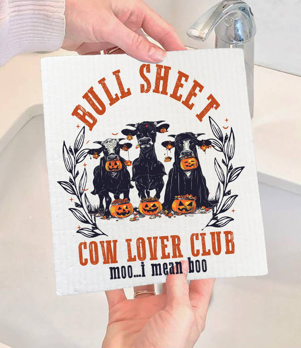 Halloween Bull Sheets Cows Pumpkins Swedish Dishcloth