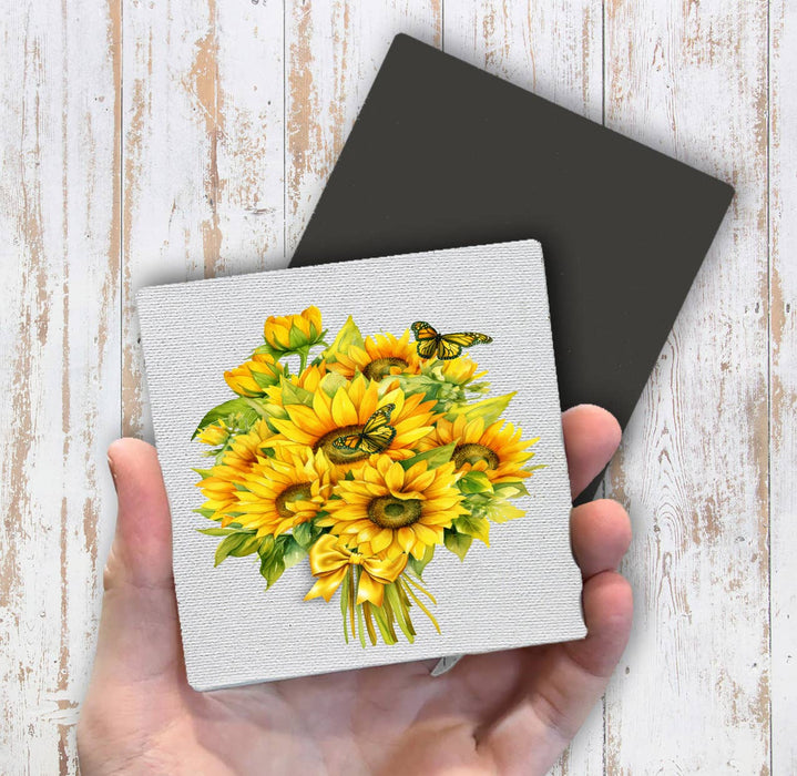 Sunflowers Butterfly Bouquet Magnet Fridge