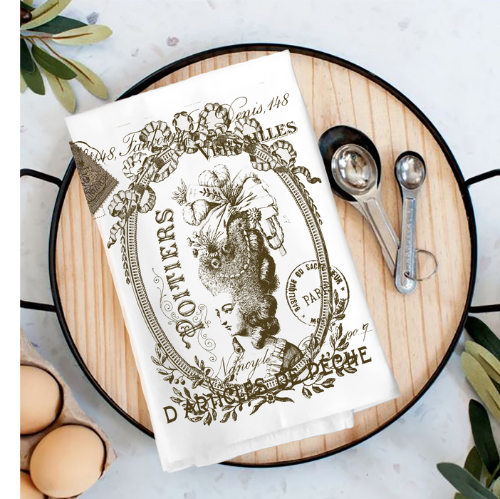 Vintage Shabby Chic French Lady Tea Towel