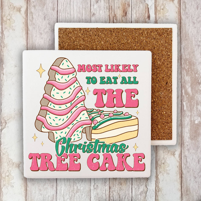Christmas Eat Christmas Tree Cakes Stone Coaster