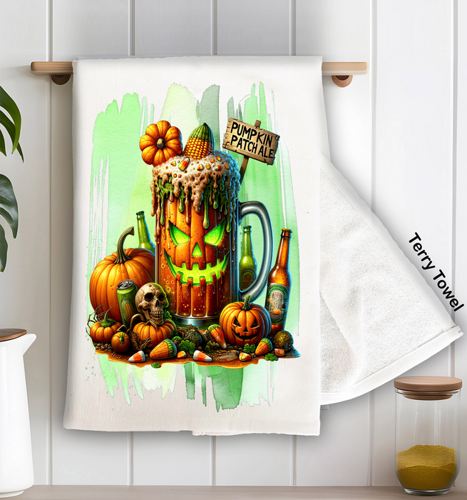 Halloween Pumpkin Patch Ale Kitchen Terry Towel