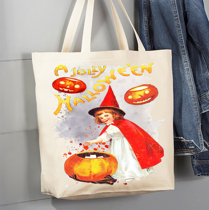 A Jolly Halloween VintageCanvas Tote Bag