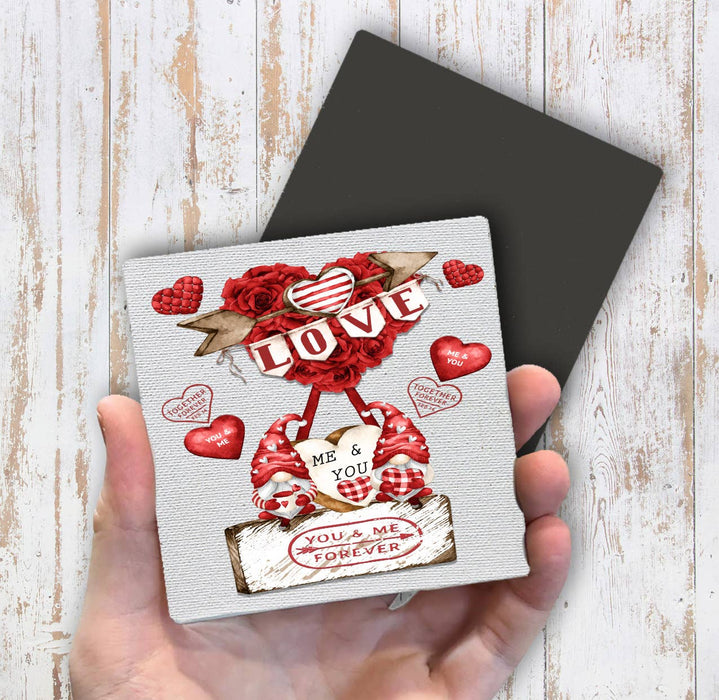 Valentine Gnome Red Roses Magnet Fridge