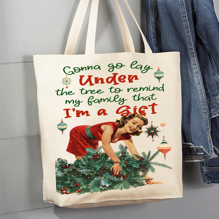 Christmas Funny I am the Gift Canvas Tote Bag