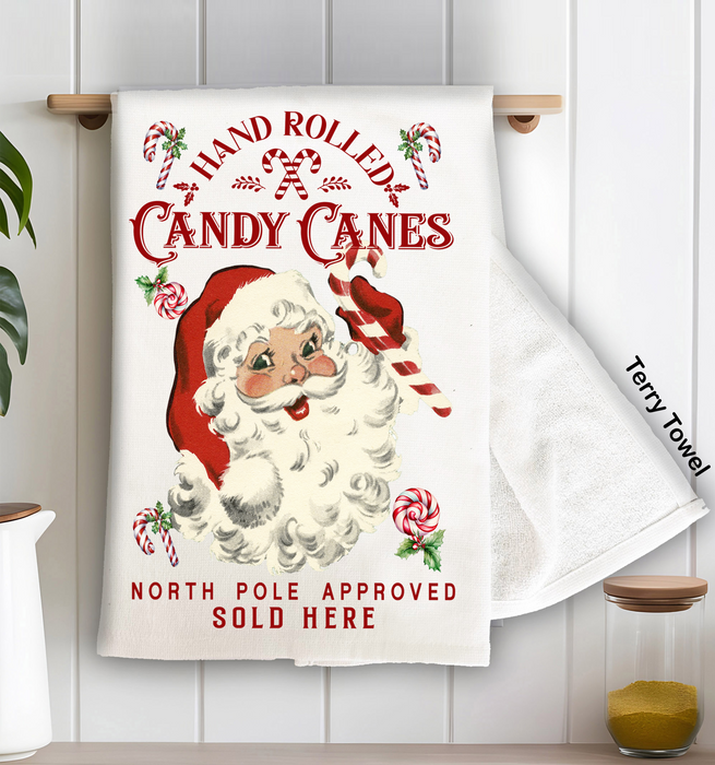 Christmas Candy Cane Vintage SantaKitchen Terry Towel