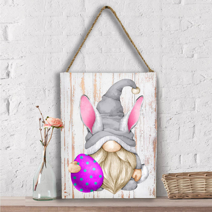Easter Gnome Purple Easter Egg Wall Decor