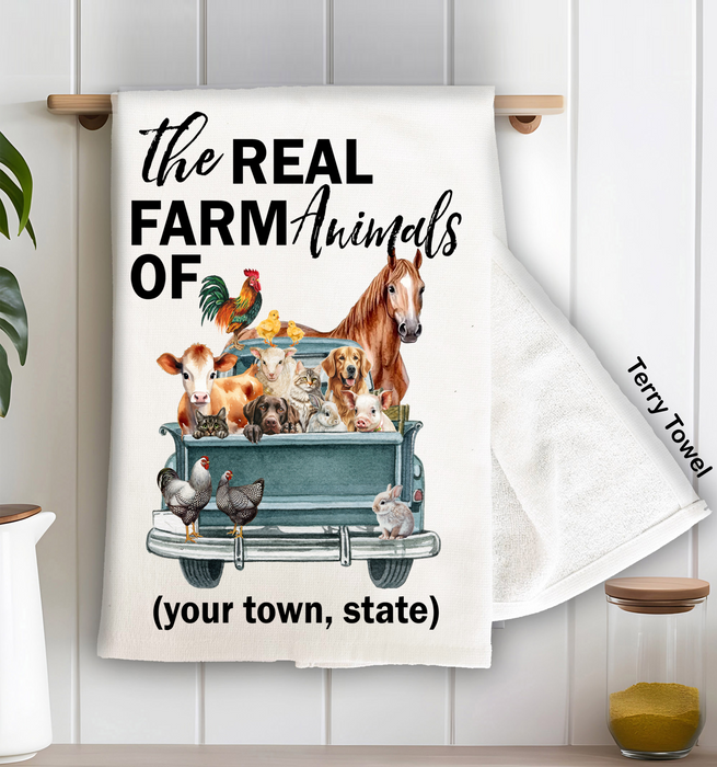 The Real House Farm Animals of  Kitchen Terry Towel