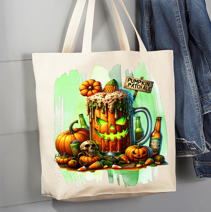 Halloween Pumpkin Patch Ale Canvas Tote Bag