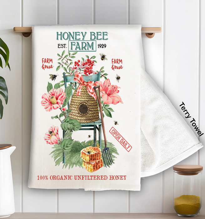 Spring Hony bee Farm Kitchen Terry Towel
