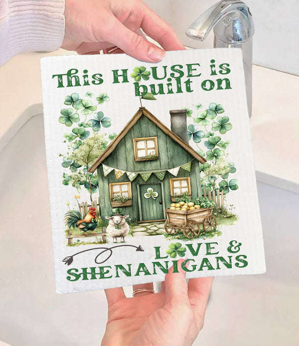 St. Patrick's Day Farm House Shenanigans Swedish Dishcloth