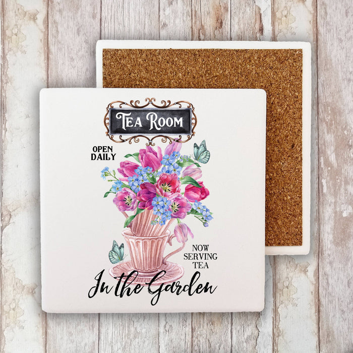 Tea Room in the Garden Tulips Stone Coaster