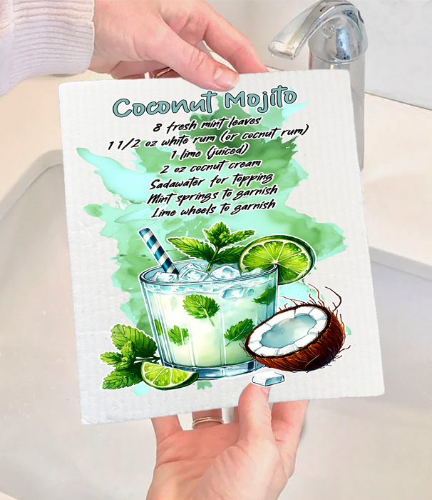 Summer Cocktail Coconut Mojito Swedish Dishcloth