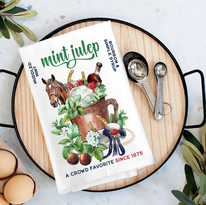 Derby Days Mint Julep Horses Tea Towel