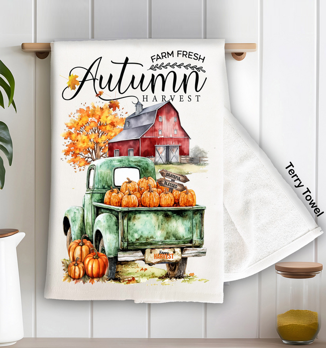 Fall farm Fresh Autumn Kitchen Terry Towel