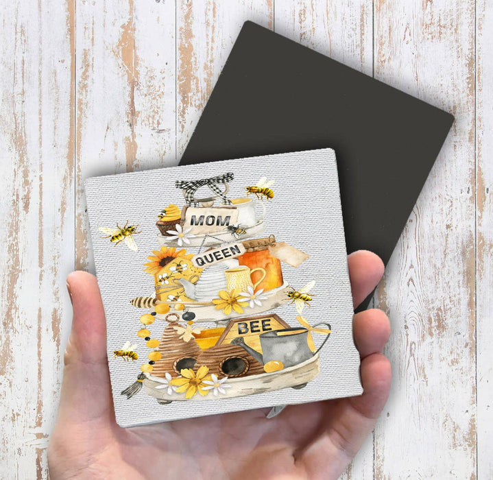 Mom Mother Queen Bee Honey Flowers Magnet Fridge