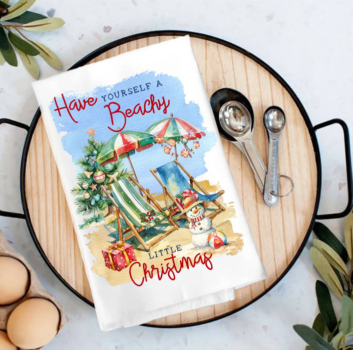 Coastal Have a Beachy Christmas Tea Towel