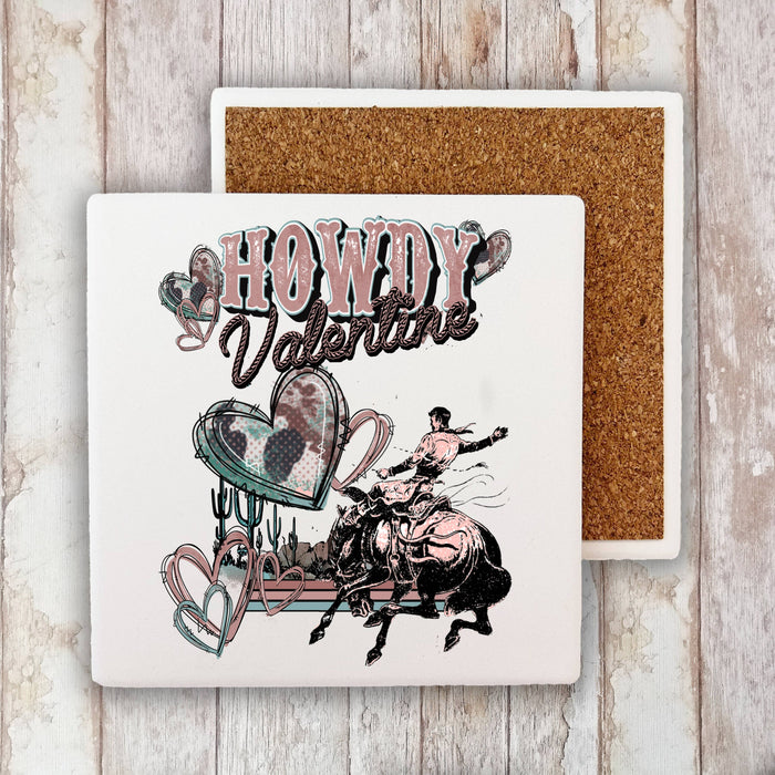 Howdy Valentine Western Cowboy Stone Coaster