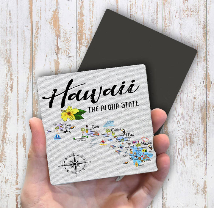 Hawaii State Map Souvenir Magnet Fridge