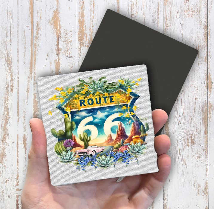 Route 66 Sign Succulents  Magnet Fridge