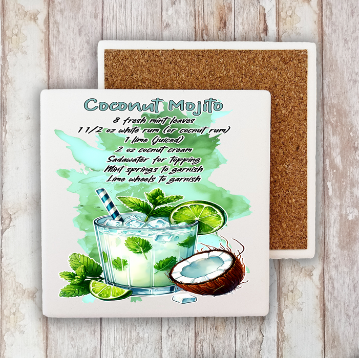 Summer Cocktail Coconut Mojito Stone Coaster