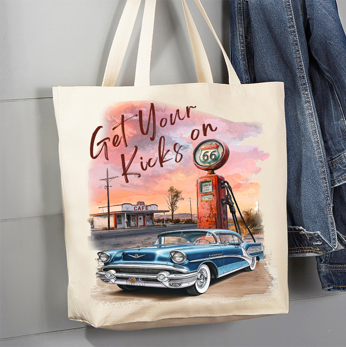 Route 66 Get Your Kicks Gas Pump Canvas Tote Bag