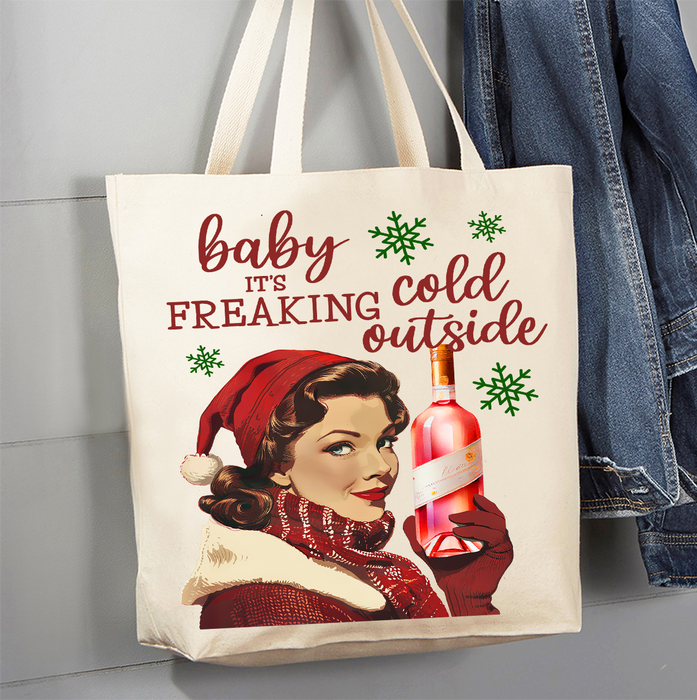 Christmas Funny Baby its Cold Outside Canvas Tote Bag