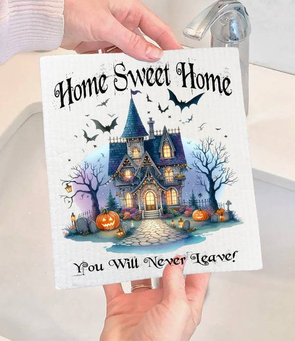 Halloween Masion Home Sweet Home Swedish Dishcloth