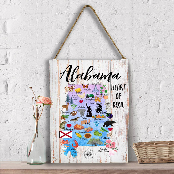 Alabama State Map Souvenir Wall Decor