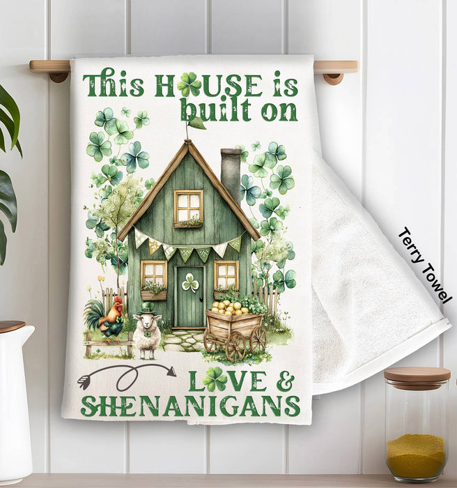 St. Patrick's Day Farm House Shenanigans Kitchen Terry Towel