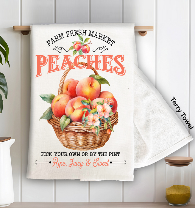Farm Fresh Peaches Blossoms  Kitchen Terry Towel