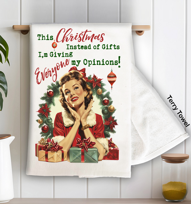 Christmas Funny Gifts My Opinions Kitchen Terry Towel