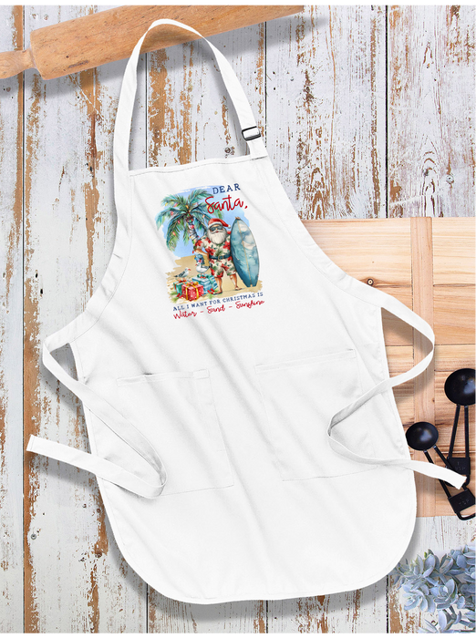 Coastal Dear Santa Christmas Beach Apron