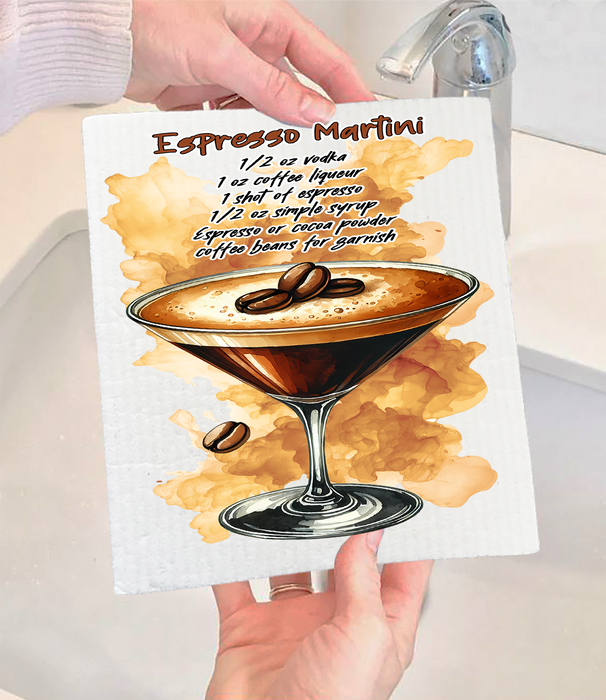 Summer Cocktail Espresso Martini Swedish Dishcloth