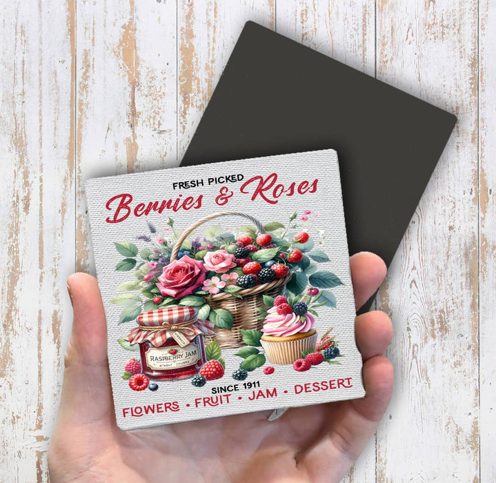 Berries and Roses Farmhouse Magnet Fridge