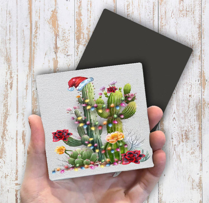 Christmas Saguaro Cactus Western Magnet Fridge
