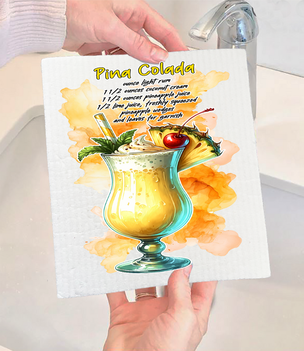 Summer Cocktail Pina Colada Swedish Dishcloth