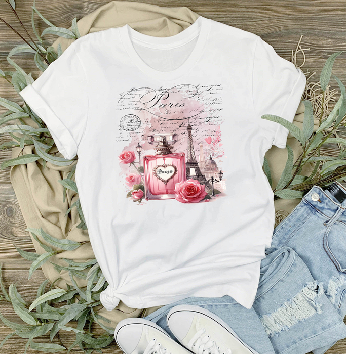 French Paris Perfume Roses T-Shirt