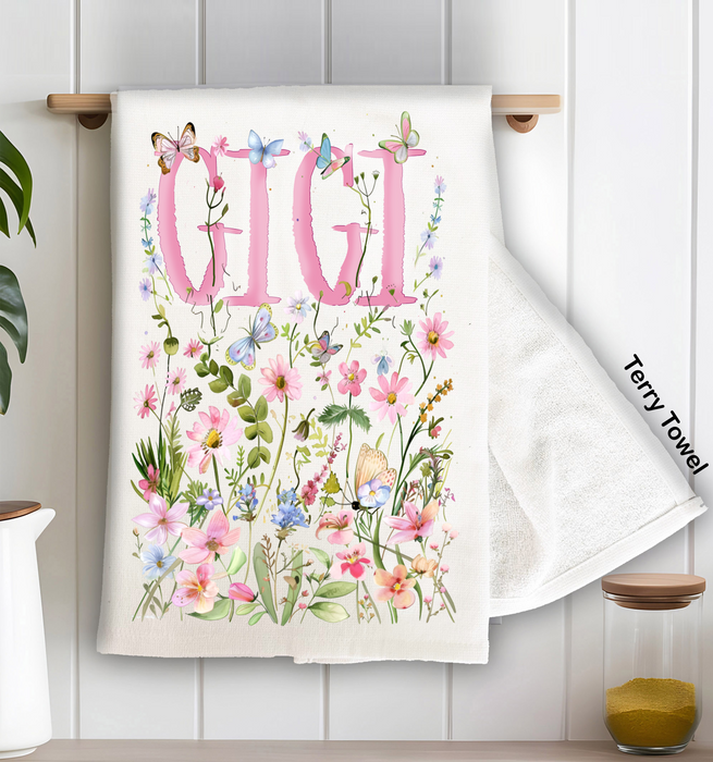 Mother's Day Wild Flowers Gigi Kitchen Terry Towel