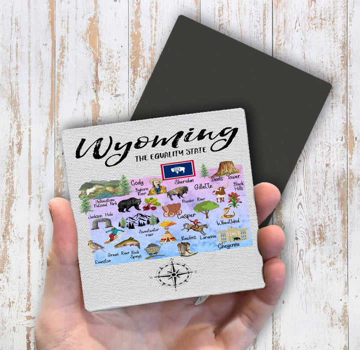 Wyoming State Map Souvenir Magnet Fridge