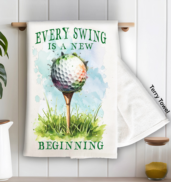 Golf Every Swing is a New Beginning Kitchen Terry Towel